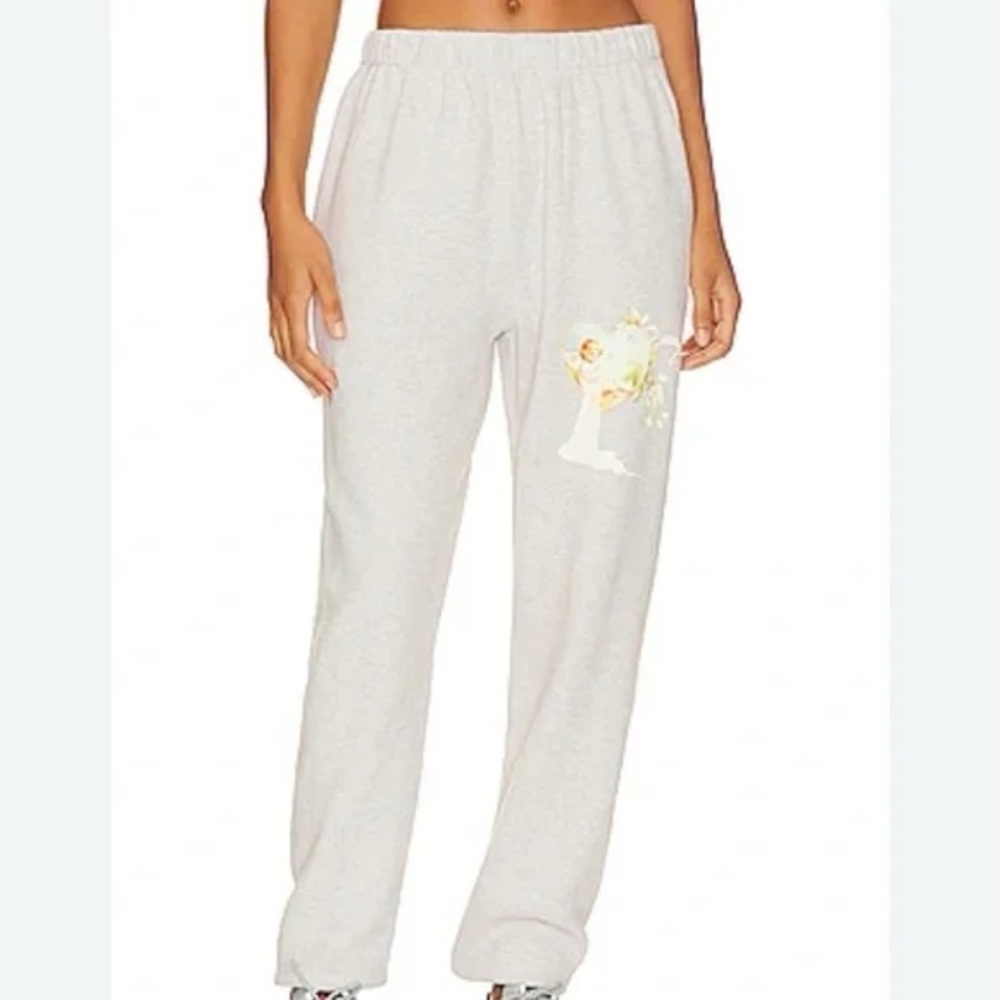 Gray Sweatpants with Floral Design
